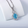 Fancy Pure Silver Tear Drop Stone Necklace Jewelry